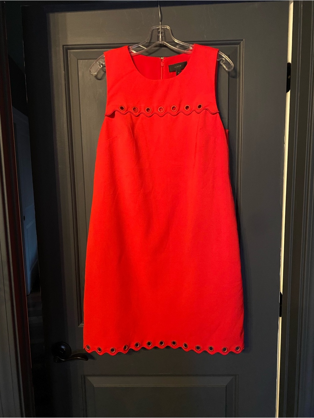 J. Crew Red Eyelet Shift Dress